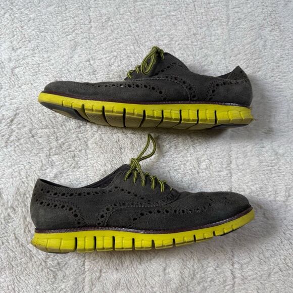 Cole Haan Zerogrand Shoes Mens Wing OX Lime Green Wingtip Oxford Shoes - Picture 1 of 5